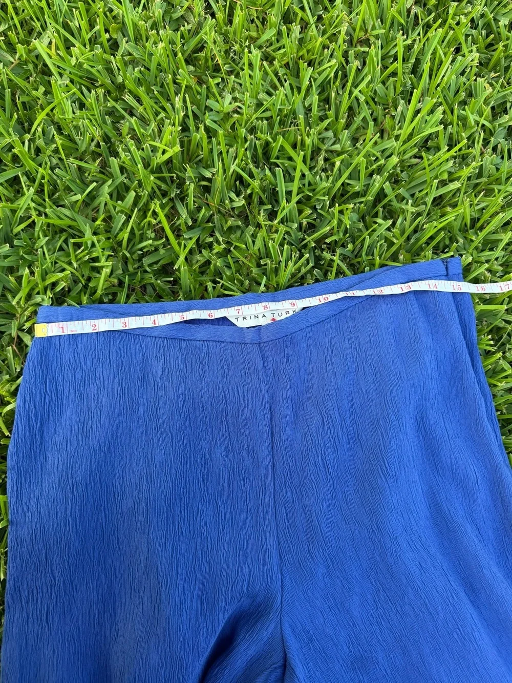 Trina Turk Long Weekend Plissé Pull-On Pants Admiral Blue NWT 6 $268